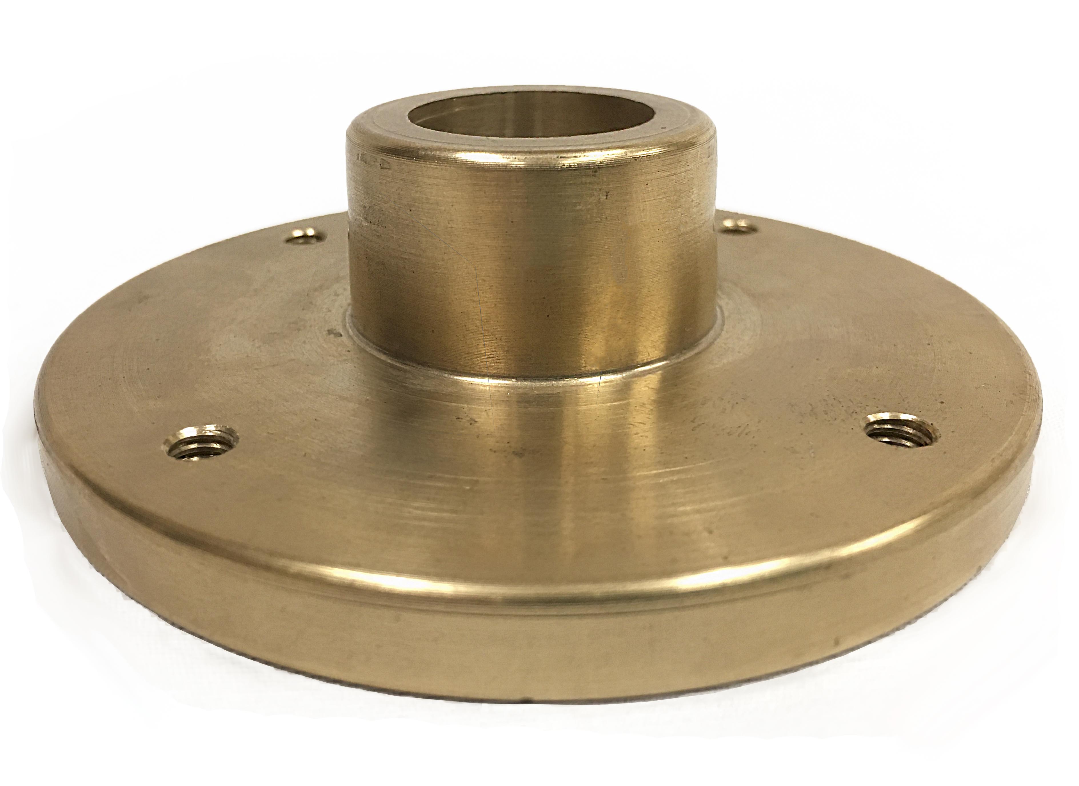 Machined Part - Bronze bushing: 4 in. O.D. x ⅜ in. thick—hub 1 ½ in. O.D. x 1 in. I.D. x 27/32 in. LG.—overall 1 7/32 in. LG.