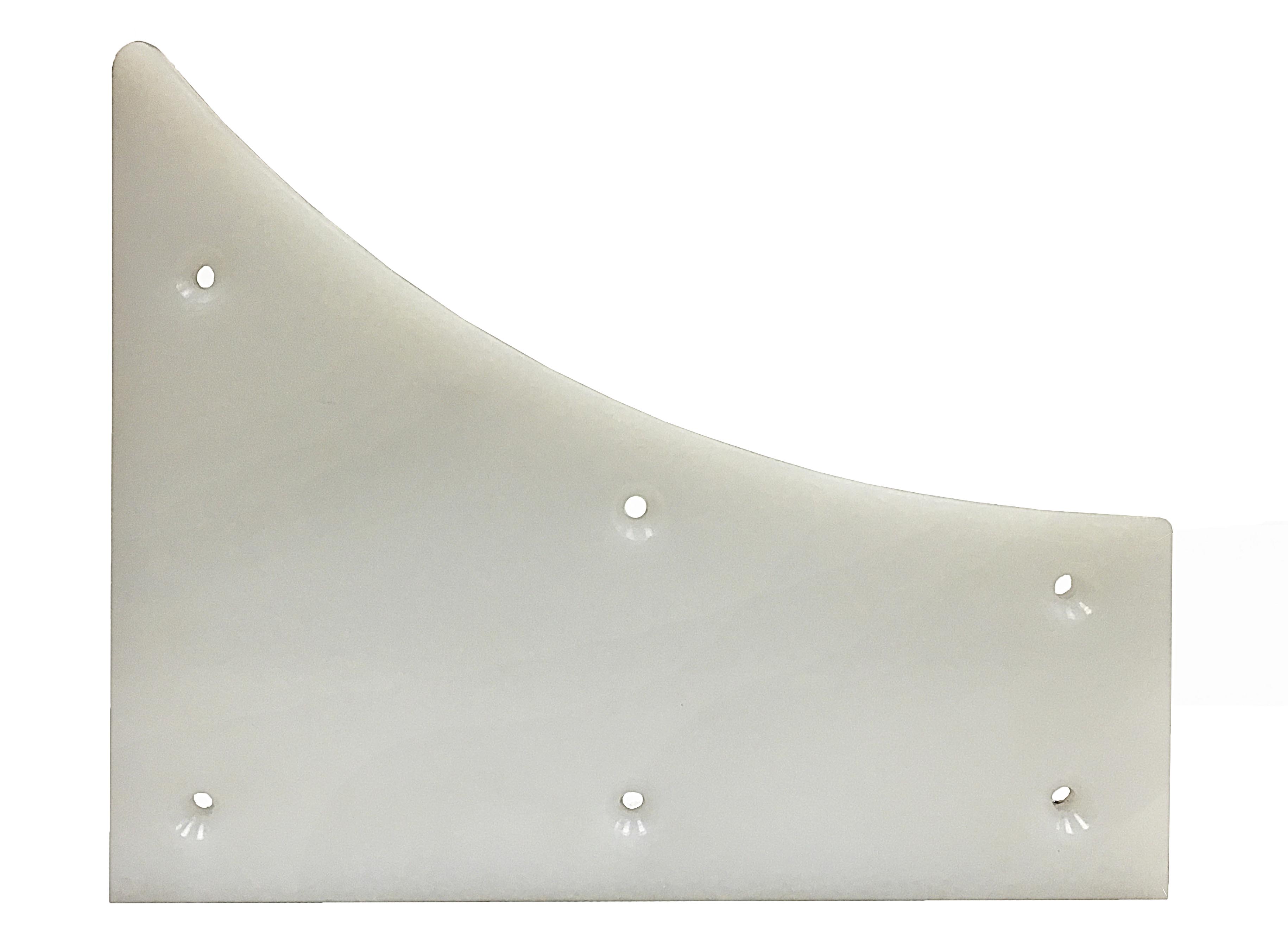 Machined Part - White UHMW—½ in. x 9.27 in. x 11 ½ in.—14 ½ in. radius cut-out